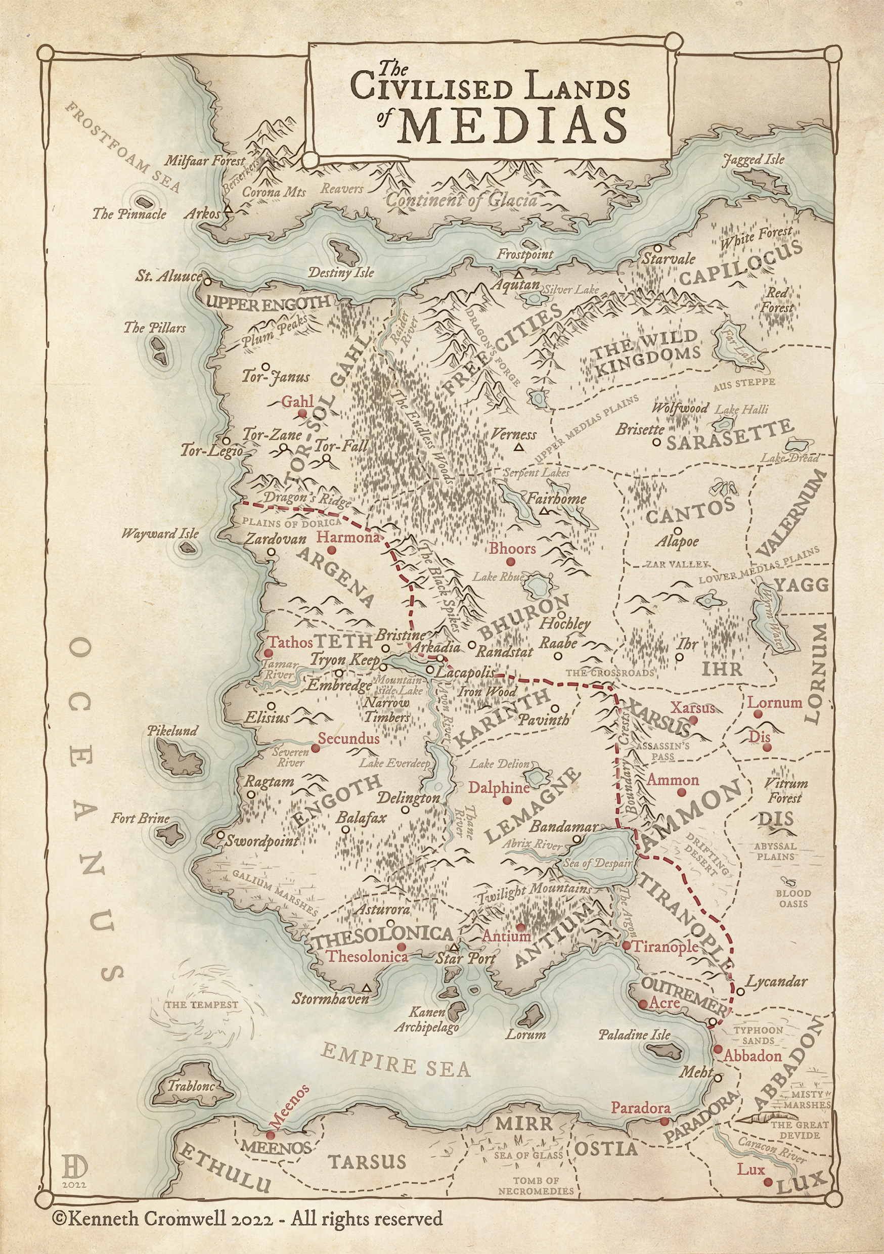 Civilised Lands of Medias — world map